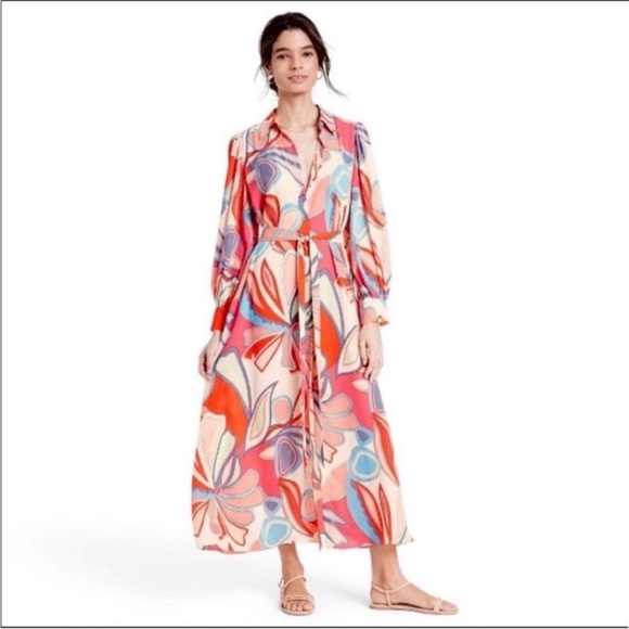 Alexis for target Beautiful multi floral colorful print maxi button up dress - Picture 2 of 16